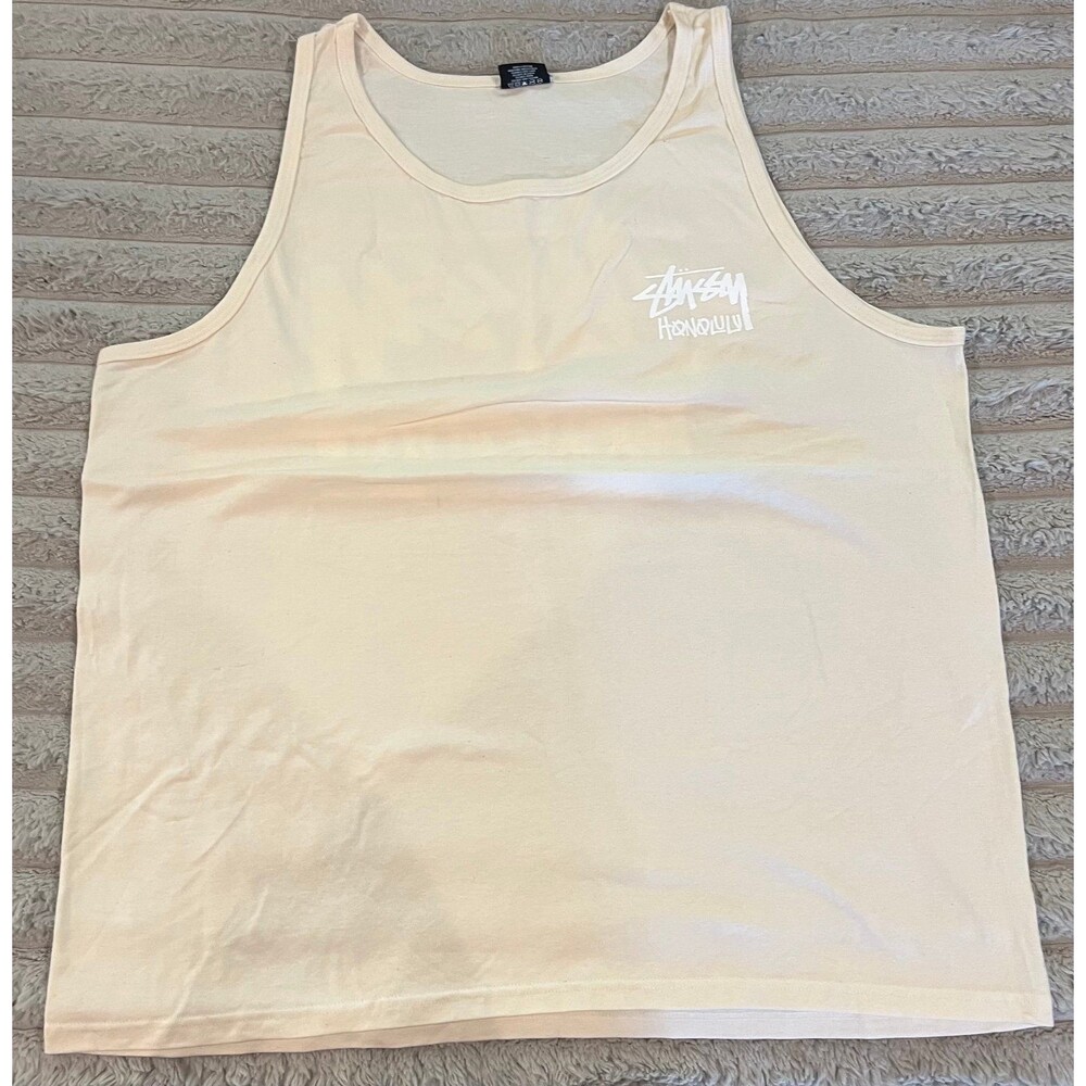 Stüssy Honolulu Tank Top – Men’s 2XL (Size Tag Cut) – Rare Discontinued – Cream/